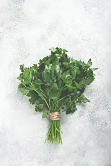 Top Down Photography Prints: Bunch of parsley, on the table