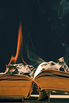 Mystic Still Life Prints: Burning old book