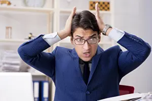Overworked Man Prints: Busy man complaining about his workload