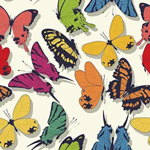 Ornate Architectural Style Prints: Butterflies vector seamless pattern design