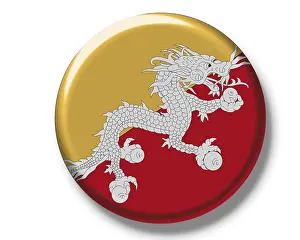 Bhutan Flag Prints: Button, flag of Bhutan