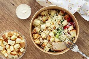 Grilled Chicken Meal Prints: Caesar salad in a paper container