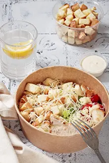 Caesar Salad Prints: Caesar salad in a paper container