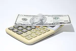 Currency Exchange Rates Prints: Calculator and Ten Dollar