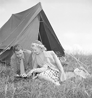 1940s Swedish Camping Scene Print