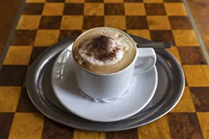Bavaria Coffee Prints: Cappuccino on table with chessboard pattern