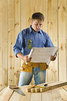 Construction Worker Prints: Carpenter with blueprint