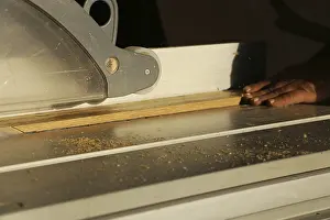 Traditional Craftsmanship Prints: Carpenter at work in his carpentry workshop