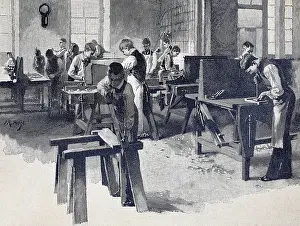 Authentic Historical Illustration Prints: Carpenter's workshop, carpenter