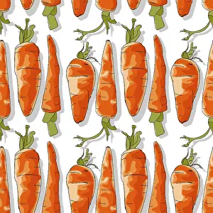 Vegan Diet Symbol Prints: Carrots repeating pattern, editable vector template
