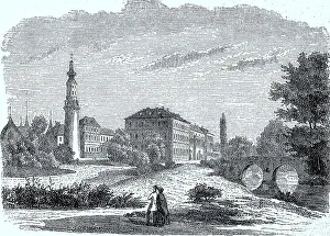 Castle In Central Europe Prints: The castle in Weimar in 1878, Thuringia