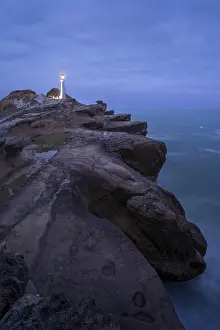 Lighthouse At Sunset Prints: Castlepoint lighthouse on a rock