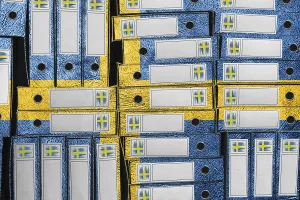 Scandinavian Flag Design Prints: Sweden Flag Colors Folder Stack