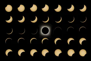 Natural Scientific Phenomenon Prints: Total Solar Eclipse phases, Composite Solar Eclipse