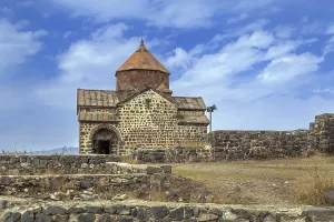 Lake Sevan Armenia Prints: Sevanavank is a monastic complex located on a peninsula at the northwestern shore of Lake Sevan