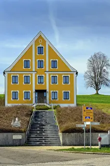 Images Dated 21st March 2024: Waltenhofen Catholic Rectory Yellow Facade Print