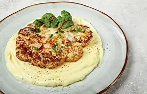 Mashed Potatoes Recipe Prints: Cauliflower steak, with mashed potatoes