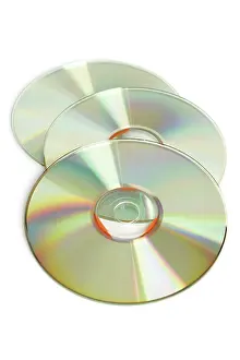 Plain Colored Background Prints: Three cd on a white background