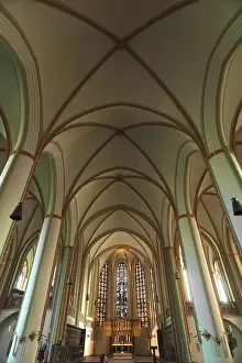 Uninhabited Church Interiors Prints: Ceiling vault with chancel of St