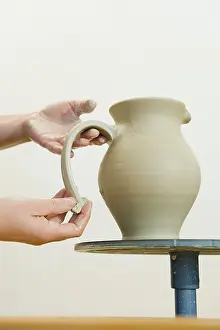Female Potter Prints: Ceramic artist working in her workshop