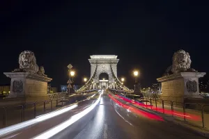 Budapest Chain Bridge Prints: The Chain Bridge in Budapest in the evening