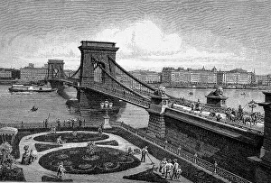 Danube River Hungary Prints: The Chain Bridge over the Danube