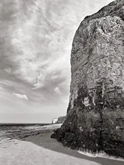 United Kingdom Coastal Area Prints: Chalk cliffs, cliffs at low tide
