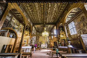 Wooden Church Poland Prints: Chapel and ceiling with polychrome from 1655