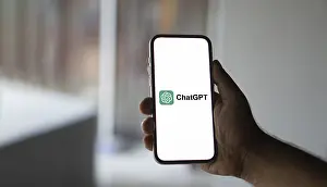 Artificial Intelligence Technology Prints: ChatGPT artificial intelligence chatbot app on smartphone screen