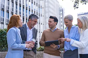 Professional Communication Skills Prints: Chatting and seeing work stuff on a tablet