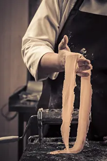 Chef De Cuisine Prints: The chef makes fresh spaghetti from scratch