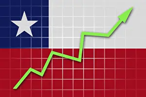 Arrow Graph Rising Prints: The Chile flag and arrow graph going up