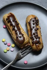 Dessert Plate Prints: Two chocolate eclairs on a plate