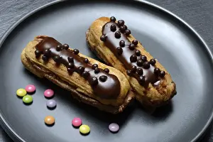 Dessert Plate Prints: Two chocolate eclairs on a plate
