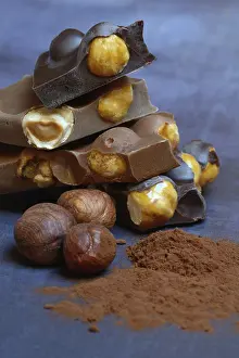 Still Life Confectionery Prints: Chocolate with whole hazelnuts