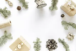 Christmas Composition Prints: Christmas composition on white surface
