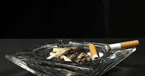 Smoking Health Risks Prints: Cigarette and Ashtray