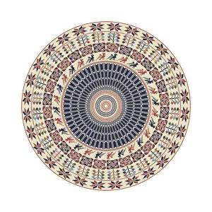 Red Embellished Design Prints: Circular pattern in traditional Palestinian style