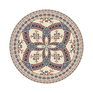 Arabic Embroidery Design Prints: Circular pattern in traditional Palestinian style