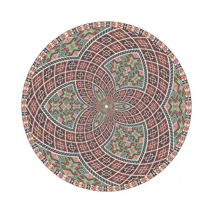 Arabic Geometric Symbolism Prints: Circular pattern in traditional Palestinian style