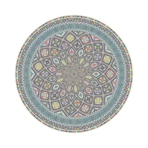 Vintage Palestinian Style Image Prints: Circular pattern in traditional Palestinian style