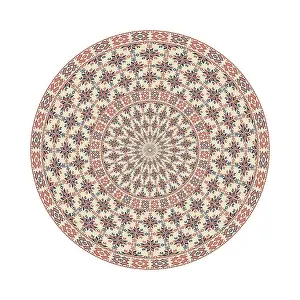 Red Arabic Ornament Prints: Circular pattern in traditional Palestinian style
