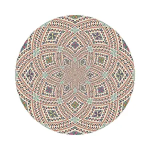 Embellished Circular Artwork Prints: Circular pattern in traditional Palestinian style