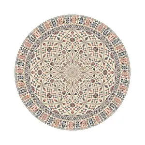 Red Arabic Ornament Prints: Circular pattern in traditional Palestinian style