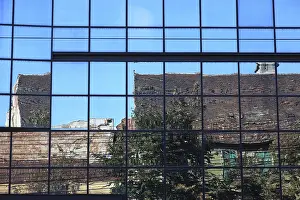 Deserted European Cityscape Prints: City centre, Reflection in a facade