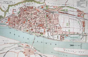 Vintage City Maps Europe Prints: City map, 1892, Mainz, Germany