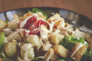 Freshly Prepared Salads Prints: Classic Caesar salad, close-up