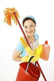 Cleanliness And Hygiene Prints: Cleaning lady at work