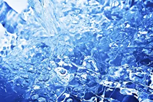 Deserted Water Scene Prints: Clear and transparent water drops and bubbles