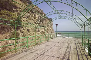 Eastern European Coastline Prints: Cliff and a bridge on the beach